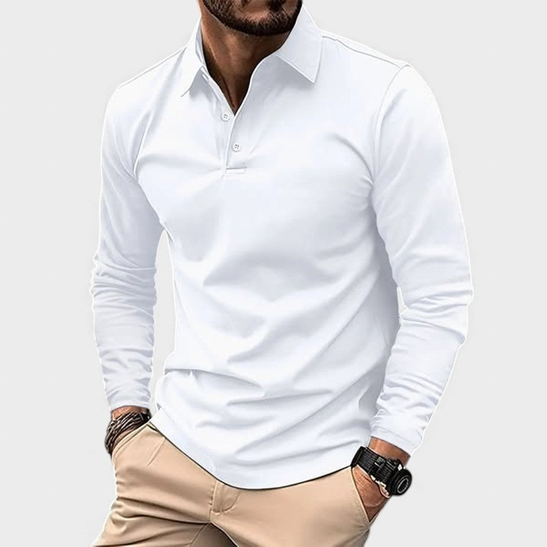 Guillermo™ | Polo casual de manga larga blanco