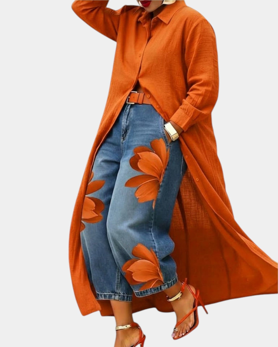 Lucía | Conjunto de vestido y vaqueros anchos