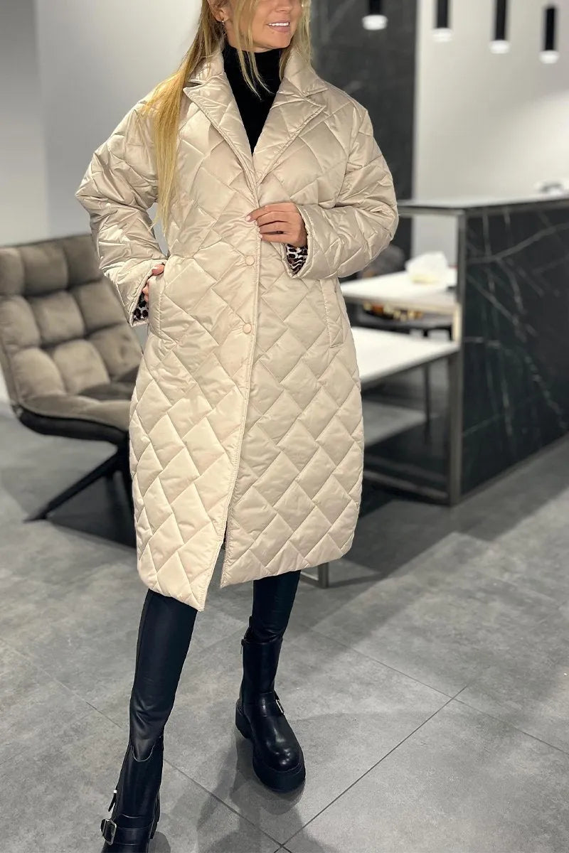Beata | Abrigo acolchado reversible con forro de leopardo