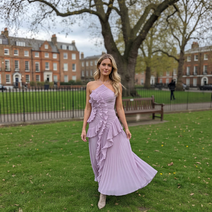 Leonor | Elegante Vestido Plisado con Volantes