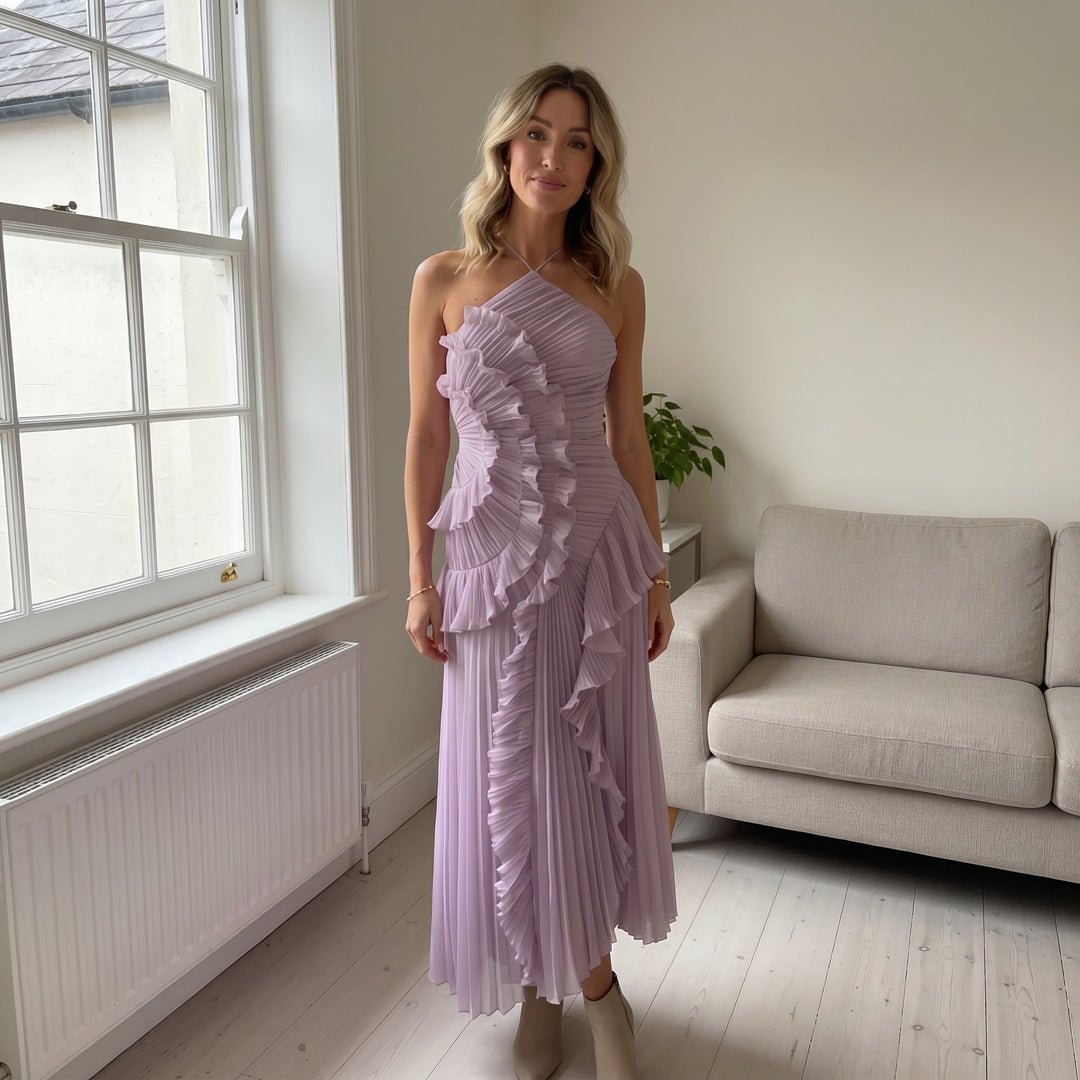 Leonor | Elegante Vestido Plisado con Volantes