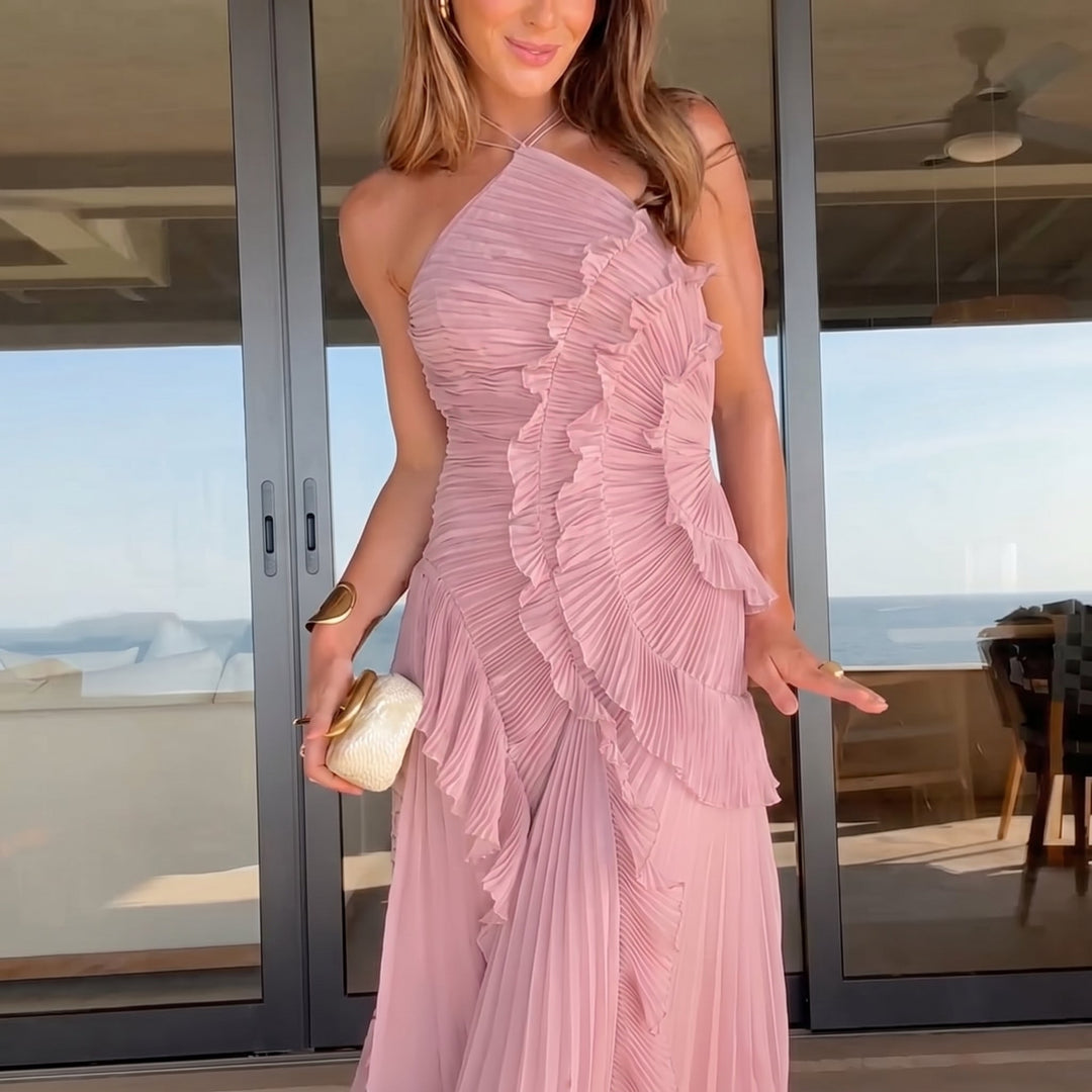 Leonor | Elegante Vestido Plisado con Volantes