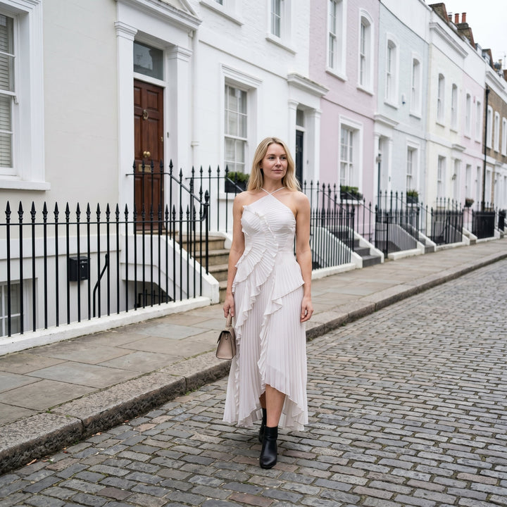 Leonor | Elegante Vestido Plisado con Volantes