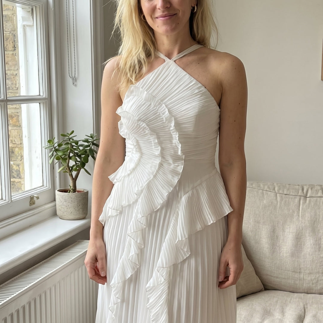 Leonor | Elegante Vestido Plisado con Volantes
