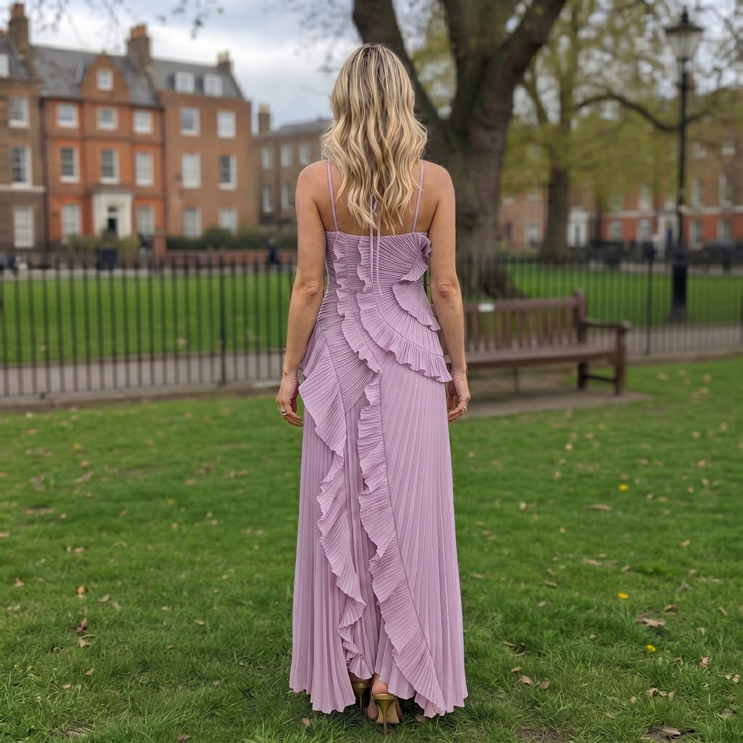 Leonor | Elegante Vestido Plisado con Volantes