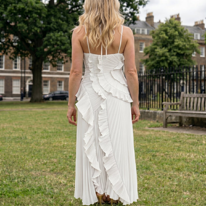 Leonor | Elegante Vestido Plisado con Volantes