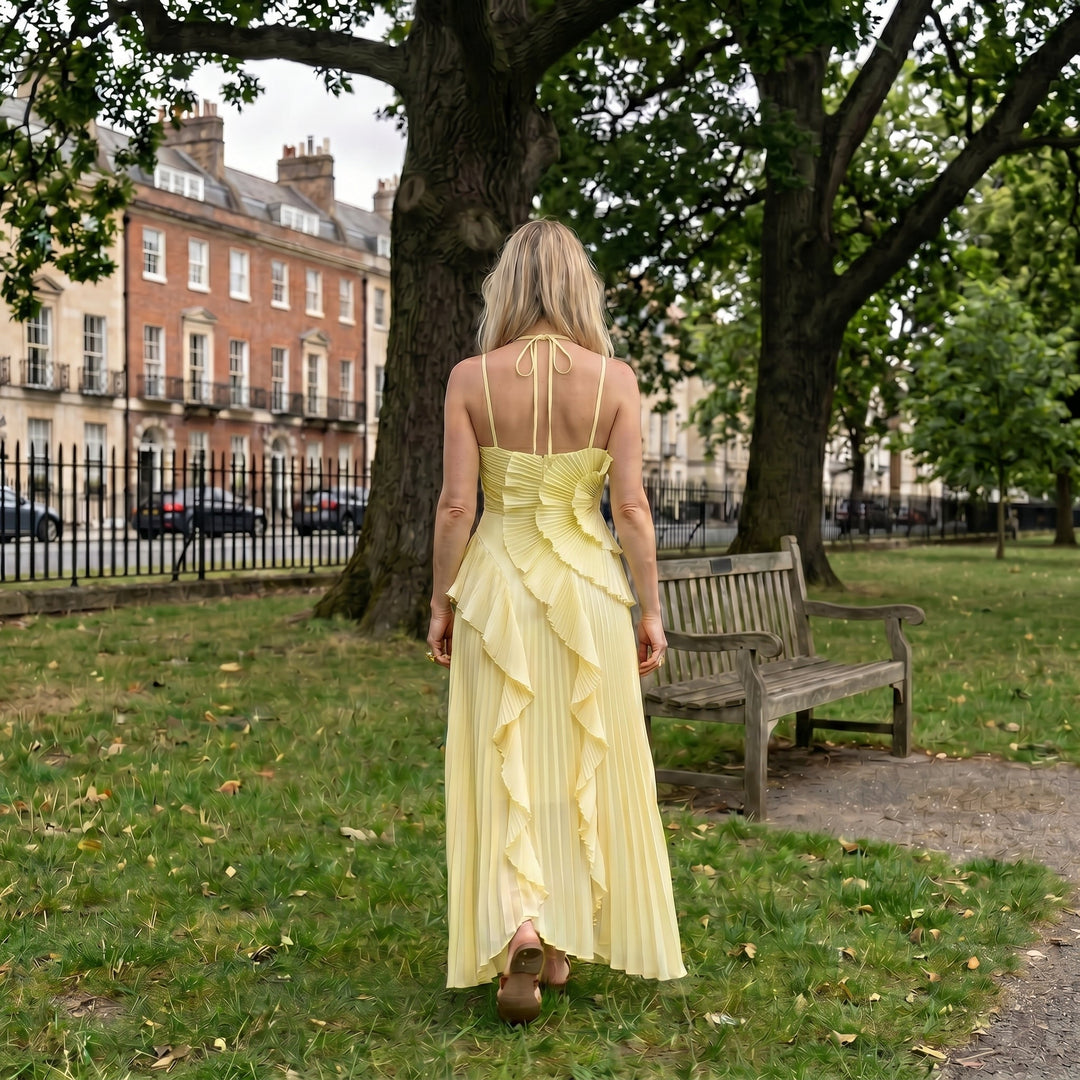 Leonor | Elegante Vestido Plisado con Volantes